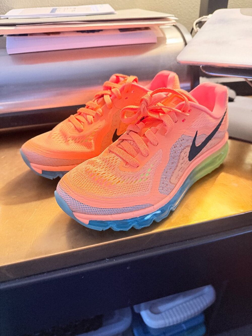 Nike Air Max 2014 Atomic Orange Volt Light Blue Ombre Womens Sz 8 [621078-804] - Picture 4 of 8